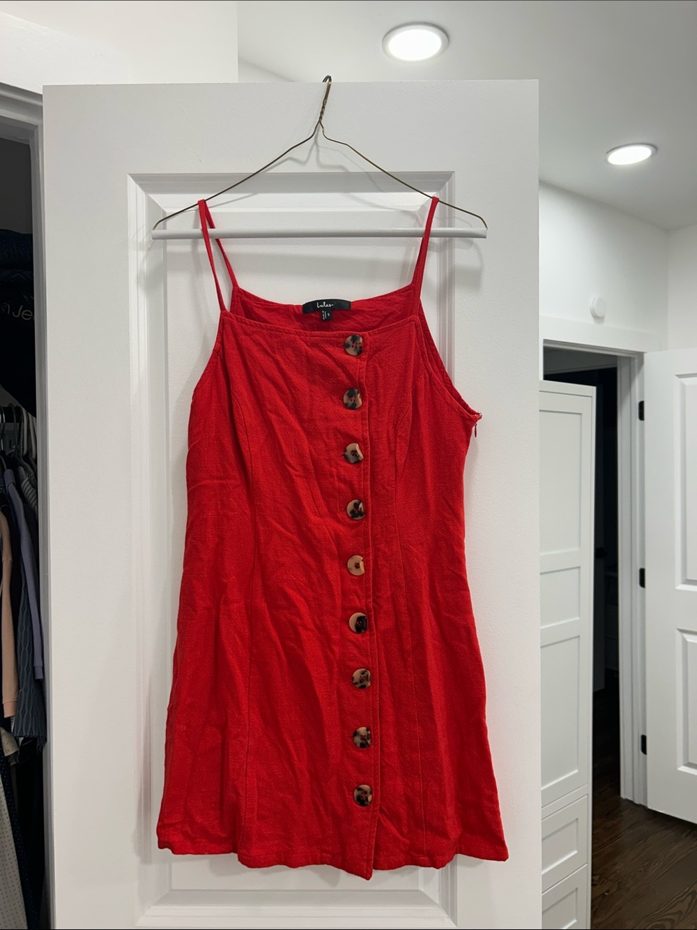 Lulu's Red Button-Front Mini Dress